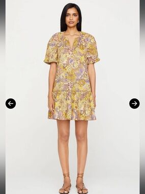Marie Oliver Greta Floral-Print Flounce Mini Shift Dress Size Small